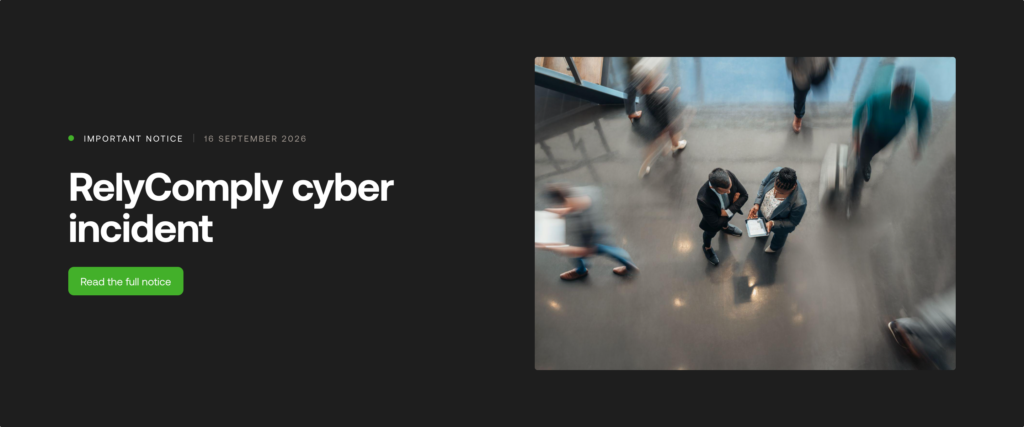 RelyComply cyber incident update